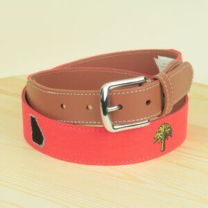 Roostas The Athens Georgia Embroidered Belt Mens 36 Canvas Cotton Leather New